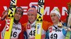 Winner Severin Freund of Germany (M), second placed Anders Bardal of Norway (L) and third placed Peter Prevc of Slovenia (R) celebrate their medals won in Viessmann FIS ski jumping World cup in Planica, Slovenia. Race of Viessmann FIS ski jumping World cup 2013-2014 was held on Friday, 21st of March 2014 on HS139 ski jumping hill in Planica, Slovenia.
