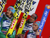 Third placed team of Norway with Andreas Stjernen, Tom Hilde, Anders Fannemel and Anders Bardal celebrate their medals won in team race of Viessmann FIS ski jumping World cup in Planica, Slovenia. Team race of Viessmann FIS ski jumping World cup 2013-2014 was held on Saturday, 22nd of March 2014 on HS139 ski jumping hill in Planica, Slovenia.
