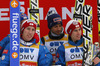 Winning team Austria with Stefan Kraft, Andreas Kofler, Thomas Diethart and Gregor Schlierenzauer celebrate their medals won in team race of Viessmann FIS ski jumping World cup in Planica, Slovenia. Team race of Viessmann FIS ski jumping World cup 2013-2014 was held on Saturday, 22nd of March 2014 on HS139 ski jumping hill in Planica, Slovenia.
