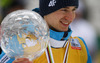 Kamil Stoch of Poland celebrates winning overall FIS Ski jumping World cup with his crystal globe after last race of Viessmann FIS ski jumping World cup season 2013-2014 in Planica, Slovenia. Last race of Viessmann FIS ski jumping World cup season 2013-2014 was held on Sunday, 23rd of March 2014 on HS139 ski jumping hill in Planica, Slovenia.
