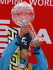 Kamil Stoch of Poland celebrates winning overall FIS Ski jumping World cup with his crystal globe after last race of Viessmann FIS ski jumping World cup season 2013-2014 in Planica, Slovenia. Last race of Viessmann FIS ski jumping World cup season 2013-2014 was held on Sunday, 23rd of March 2014 on HS139 ski jumping hill in Planica, Slovenia.
