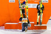 ex aequo Sieger Simon Ammann (SUI, kniend) und Noriaki Kasai (JPN), drittplatzierter Severin Freund (GER) during Mens Competition of FIS Ski Jumping World Cup at the Nordic Arena in Ruka, Finland on 2014/11/29.
