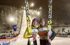 ex aequo Sieger Simon Ammann (SUI) und Noriaki Kasai (JPN) during Mens Competition of FIS Ski Jumping World Cup at the Nordic Arena in Ruka, Finland on 2014/11/29.
