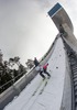 Simon Ammann of Switzerland during first practice jump during a training jump of 63rd Four Hills Tournament of FIS Ski Jumping World Cup at the Bergisel Schanze in Innsbruck, Austria on 2015/01/03. 
