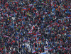 Spectators during first round of  the 35th race of Viessmann FIS ski jumping World cup season 2014-2015 in Planica, Slovenia. Ski flying competition of Viessmann FIS ski jumping World cup season 2014-2015 was held on Friday, 20th of March 2015 on HS225 ski flying hill in Planica, Slovenia.
