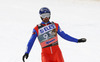 Janne Ahonen of Finland reacts in outrun of the ski flying hill during the 35th race of Viessmann FIS ski jumping World cup season 2014-2015 in Planica, Slovenia. Ski flying competition of Viessmann FIS ski jumping World cup season 2014-2015 was held on Friday, 20th of March 2015 on HS225 ski flying hill in Planica, Slovenia.
