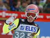 Third placed Stefan Kraft of Austria reacts in outrun of the ski flying hill during the 35th race of Viessmann FIS ski jumping World cup season 2014-2015 in Planica, Slovenia. Ski flying competition of Viessmann FIS ski jumping World cup season 2014-2015 was held on Friday, 20th of March 2015 on HS225 ski flying hill in Planica, Slovenia.
