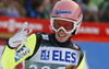 Third placed Stefan Kraft of Austria reacts in outrun of the ski flying hill during the 35th race of Viessmann FIS ski jumping World cup season 2014-2015 in Planica, Slovenia. Ski flying competition of Viessmann FIS ski jumping World cup season 2014-2015 was held on Friday, 20th of March 2015 on HS225 ski flying hill in Planica, Slovenia.
