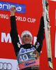 Winner Peter Prevc of Slovenia celebrates his medal won in the 35th race of Viessmann FIS ski jumping World cup season 2014-2015 in Planica, Slovenia. Ski flying competition of Viessmann FIS ski jumping World cup season 2014-2015 was held on Friday, 20th of March 2015 on HS225 ski flying hill in Planica, Slovenia.
