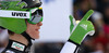 Winner Peter Prevc of Slovenia reacts in outrun of the ski flying hill during the 35th race of Viessmann FIS ski jumping World cup season 2014-2015 in Planica, Slovenia. Ski flying competition of Viessmann FIS ski jumping World cup season 2014-2015 was held on Friday, 20th of March 2015 on HS225 ski flying hill in Planica, Slovenia.
