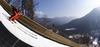 Jarkko Maeaettae of Finland on inrun during trial round of  the team competition of Viessmann FIS ski jumping World cup season 2014-2015 in Planica, Slovenia. Ski flying team competition of Viessmann FIS ski jumping World cup season 2014-2015 was held on Saturday, 21st of March 2015 on HS225 ski flying hill in Planica, Slovenia.
