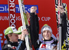 Winning team of Slovenia with Jurij Tepes, Anze Semenic, Robert Kranjec and Peter Prevc celebrate their medals won in the team competition of Viessmann FIS ski jumping World cup season 2014-2015 in Planica, Slovenia. Ski flying team competition of Viessmann FIS ski jumping World cup season 2014-2015 was held on Saturday, 21st of March 2015 on HS225 ski flying hill in Planica, Slovenia.
