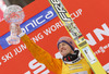  celebrate his trophy for overall victory in the Viessmann FIS ski jumping World cup season 2014-2015 in Planica, Slovenia. Final competition of Viessmann FIS ski jumping World cup season 2014-2015 was held on Sunday, 22nd of March 2015 on HS225 ski flying hill in Planica, Slovenia.
