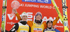 Winner Severin Freund of Germany (M), second placed Peter Prevc of Slovenia (L) and third placed Stefan Kraft of Austria (R) celebrate their medals for overall victory in the Viessmann FIS ski jumping World cup season 2014-2015 in Planica, Slovenia. Final competition of Viessmann FIS ski jumping World cup season 2014-2015 was held on Sunday, 22nd of March 2015 on HS225 ski flying hill in Planica, Slovenia.
