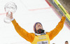 Winner Severin Freund of Germany celebrate his trophy for overall victory in the Viessmann FIS ski jumping World cup season 2014-2015 in Planica, Slovenia. Final competition of Viessmann FIS ski jumping World cup season 2014-2015 was held on Sunday, 22nd of March 2015 on HS225 ski flying hill in Planica, Slovenia.
