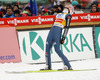 Overall World cup winner Severin Freund of Germany reacts in outrun of the second round of  the final competition of Viessmann FIS ski jumping World cup season 2014-2015 in Planica, Slovenia. Final competition of Viessmann FIS ski jumping World cup season 2014-2015 was held on Sunday, 22nd of March 2015 on HS225 ski flying hill in Planica, Slovenia.
