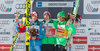 v.l.: Michael Hayboeck (AUT, 2. Platz), Sieger Severin Freund (GER) und Peter Prevc (SLO, 3. Platz) // 2nd placed Michael Hayboeck of Austria, Winner Severin Freund of Germany and Peter Prevc of Slovenia celebrates during Award ceremony of Four Hills Tournament of FIS Ski Jumping World Cup at the Schattenbergschanze, Oberstdorf, Germany on 2015/12/29. EXPA Pictures © 2015, PhotoCredit: EXPA/ JFK
