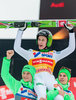 f.l.: Anze Lanisek (SLO), Jubel von Sieger Peter Prevc (SLO) und Tilen Bartol (SLO) // f.l.: Anze Lanisek of Slovenia, Winner Peter Prevc of Slovenia and Tilen Bartol of Slovenia celebrates after his Competition Jump of Four Hills Tournament of FIS Ski Jumping World Cup at the Bergisel Schanze, Innsbruck, Austria on 2016/01/03.
