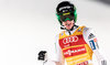Peter Prevc of Slovenia celebrates after his 1st round jump of the Four Hills Tournament of FIS Ski Jumping World Cup at the Paul Ausserleitner Schanze in Bischofshofen, Austria on 2016/01/06.
