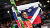 Winner Peter Prevc of Slovenia celebrate with the overall trophy after the podium of the Four Hills Tournament of FIS Ski Jumping World Cup at the Paul Ausserleitner Schanze in Bischofshofen, Austria on 2016/01/06.
