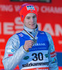 Silver medalist Kenneth Gangnes of Norway celebrate at the Medal Award Ceremony of FIS Ski Flying World Championships at the Kulm, Bad Mitterndorf, Austria on 2016/01/16.
