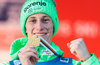 World Champion and Gold Medalist Peter Prevc of Slovenia celebrate at the Medal Award Ceremony of FIS Ski Flying World Championships at the Kulm in Bad Mitterndorf, Austria on 2016/01/16.
