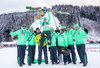 World Champion and Gold Medalist Peter Prevc celebrate with his Slovenian Team reacts after winning the FIS Ski Flying World Championships at the Kulm Kulm in Bad Mitterndorf, Austria on 2016/01/16.
