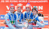 World Champion and Goldmedalist f.l.: Johann Andre Forfang of Norway Kenneth Gangnes of Norway Daniel Andre Tande of Norway and Anders Fannemel of Norway celebrate at the Medal Award Ceremony, team competition of FIS Ski Flying World Championships at the Kulm in Bad Mitterndorf, Austria on 2016/01/17.

