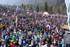 Fans during ski flying team competition of the FIS ski jumping World cup in Planica, Slovenia. Ski flying team competition of FIS Ski jumping World cup in Planica, Slovenia, was held on Saturday, 25th of March 2017.
