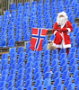 Norwegian fan during last competition of FIS ski jumping World cup in Planica, Slovenia. Ski flying competition of FIS Ski jumping World cup in Planica, Slovenia, was held on Sunday, 26th of March 2017.
