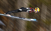 Waltteri Karhumaa of Finland soars through the air during men nordic combined race of FIS Nordic skiing World Championships 2023 in Planica, Slovenia. Men nordic combined race of FIS Nordic skiing World Championships 2023 was held in Planica Nordic Center in Planica, Slovenia, on Saturday, 25th of February 2023.
