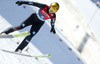 Anna Rupprecht of Germany soars through the air during women ski jumping team race of FIS Nordic skiing World Championships 2023 in Planica, Slovenia. Women ski jumping team race of FIS Nordic skiing World Championships 2023 was held in Planica Nordic Center in Planica, Slovenia, on Saturday, 25th of February 2023.