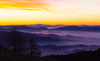 Early morning view from Krvavec mountain above Cerklje, Slovenia, down to Ljubljana and Kranj valley on early morning of 26th of December 2016.