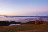 Early morning view from Krvavec mountain above Cerklje, Slovenia, down to Ljubljana and Kranj valley on early morning of 26th of December 2016.