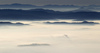 Early morning view from Krvavec mountain above Cerklje, Slovenia, down to Ljubljana and Kranj valley on early morning of 26th of December 2016.