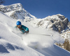 Ski touring in mountains above Slovenia highest road pass Vrsic near Kranjska Gora, Slovenia.
