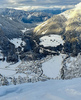 Ski touring in mountains above Kranjska Gora, Slovenia, after extensive snowfall in end of December 2020.