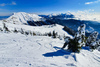 Ski touring in mountains above Jesenice, Slovenia.