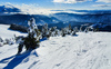 Ski touring in mountains above Jesenice, Slovenia.