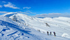 Ski touring in mountains above Jesenice, Slovenia.