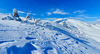 Ski touring in mountains above Jesenice, Slovenia.