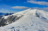 Ski touring in mountains above Jesenice, Slovenia.