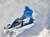 Ski touring in mountains above Jesenice, Slovenia.