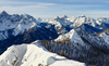Ski touring in mountains above Gozd Martuljek, Slovenia. Beautiful views can been enjoyed from top of Trupejevo Poldne, Lepi vrh and Ojstri vrh mountains, located in backcountry above Gozd Martuljek, Slovenia.