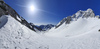 Ski touring in mountains above Ljubelj, Slovenia