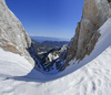 Ski touring in mountains above Ljubelj, Slovenia