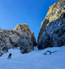 Ski tour to Jalovec and Kugy couloir above Planica and Tamar near Kranjska Gora, Slovenia
