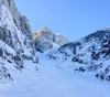 Ski tour to Jalovec and Kugy couloir above Planica and Tamar near Kranjska Gora, Slovenia