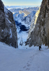 Ski tour to Jalovec and Kugy couloir above Planica and Tamar near Kranjska Gora, Slovenia