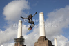 Ziga ERLAC SLO takes to the air during the qualification round prior of the FIS Snowboard Big Air World Cup at the London Freeze Festival at Battersea Power Station, London.

